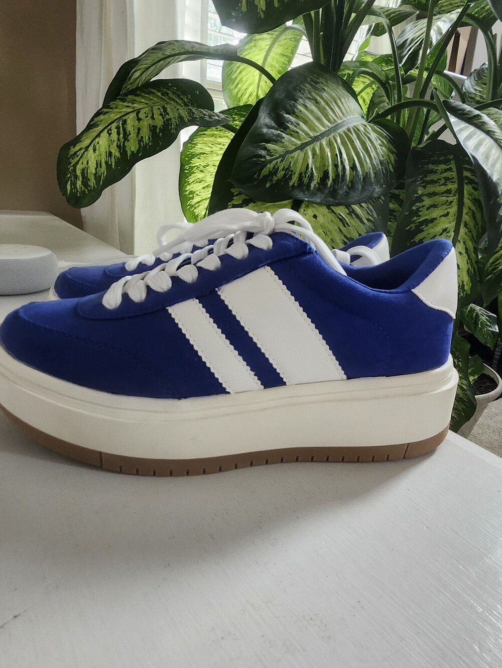 Blue and White Platform Sneakers